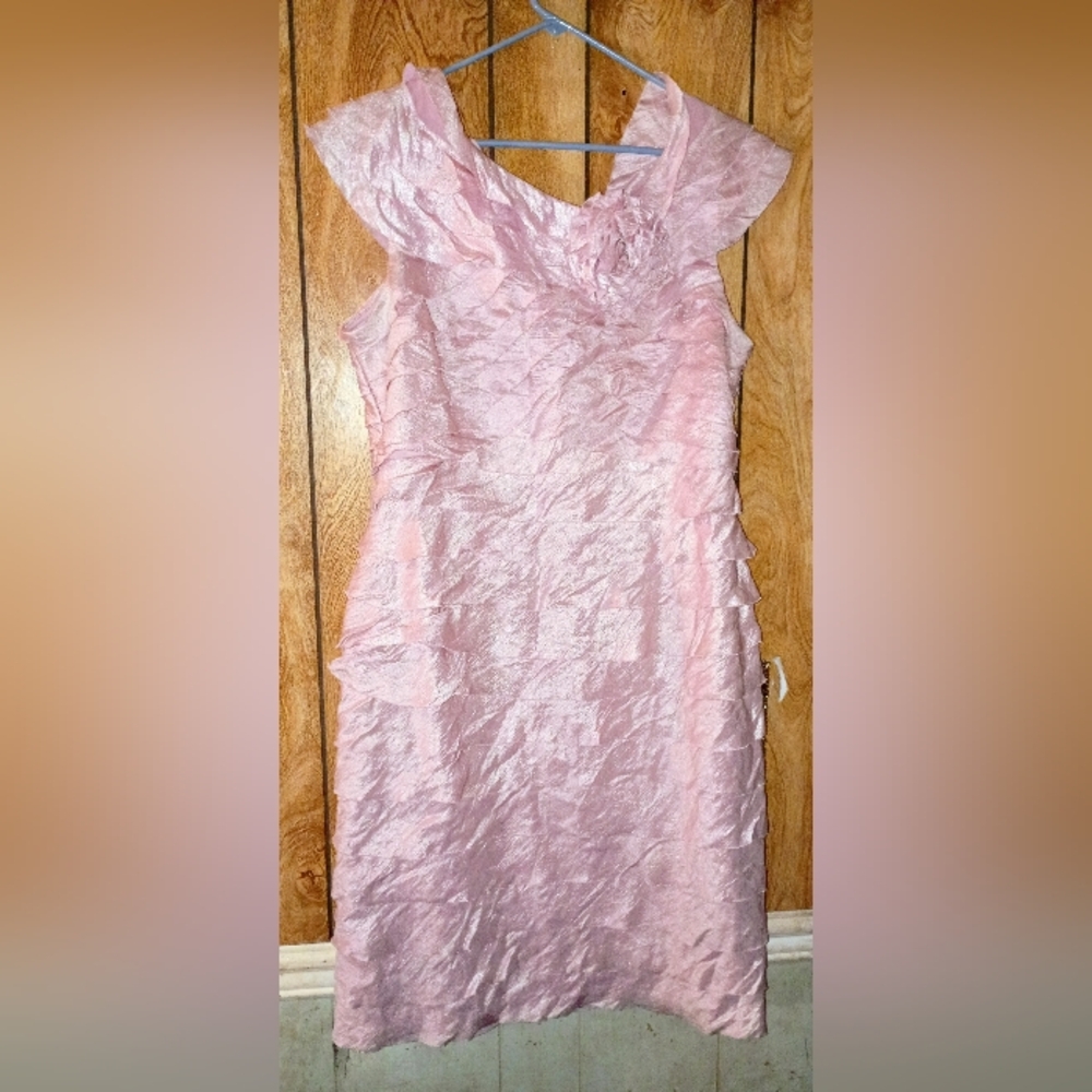 LIZZATTI Mauve Pink Shimmer Layered Dress 10P